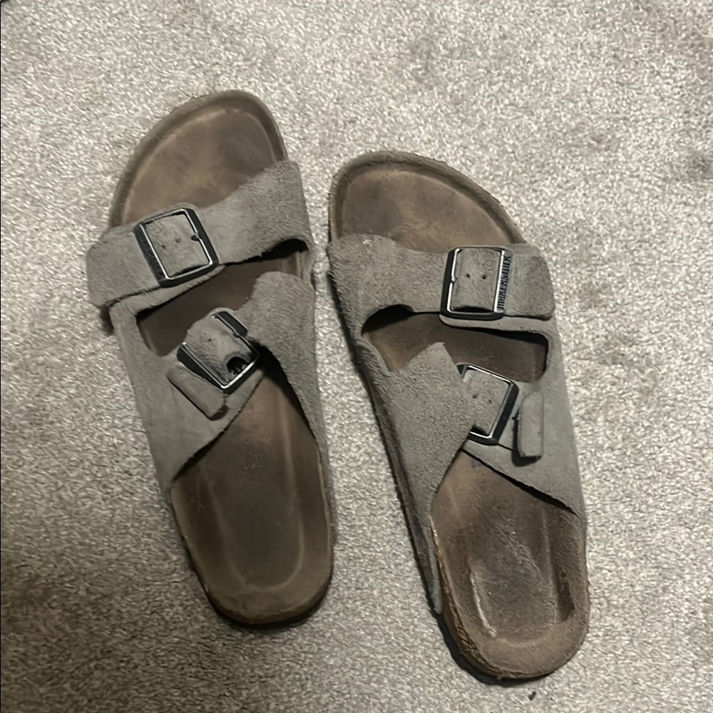 Birkenstock grey Suede Buckle Sandals